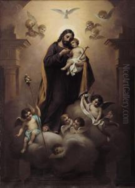 San Giuseppe Con Il Bambino Oil Painting by Luigi Crosio