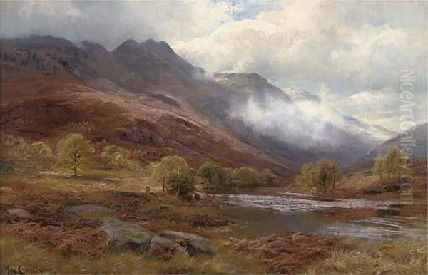 In The Trossachs Oil Painting by James Henry Crossland