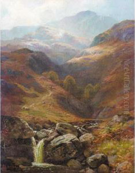 Highland Stream Oil Painting by James Henry Crossland