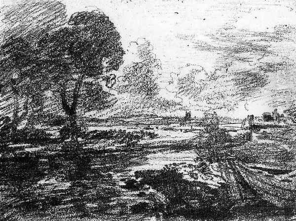 View of a Winding River Oil Painting by John Constable