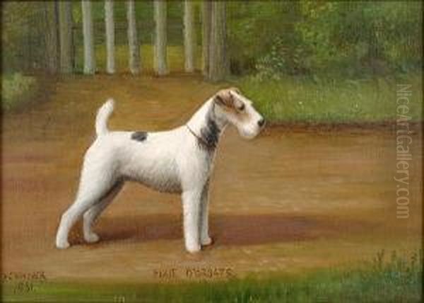 Pixie O'groats; A Wire Haired Fox Terrier Oil Painting by Henry Crowther