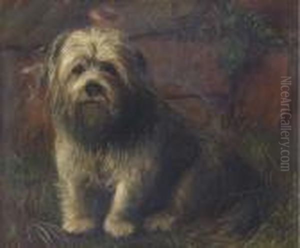 Portrait Of A Terrier Oil Painting by Henry Crowther