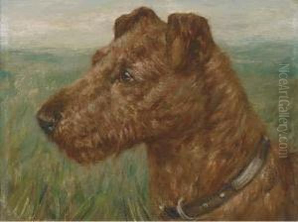 An Irish Terrier Oil Painting by Henry Crowther