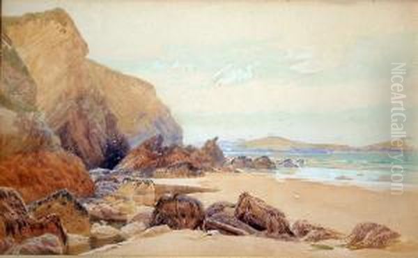 Beach Scene 11 X 18in Oil Painting by William Edwards Croxford