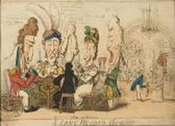 A Long Headed Minuet; A Long Headed Assembly Oil Painting by George Cruickshank