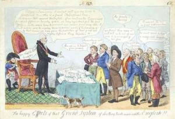 The Happy Effects Of That Grand Systom Ofshutting Ports Against The English!! Oil Painting by George Cruickshank