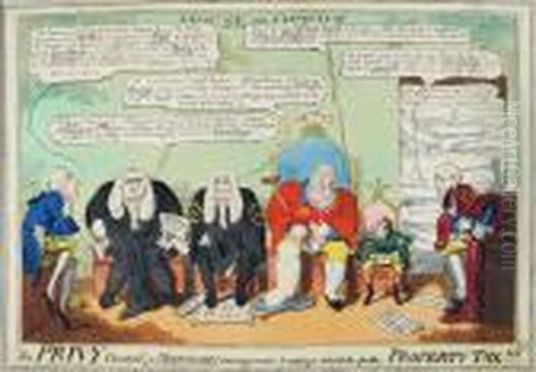 The Privy Council, Or Necessary 
Arrangements To Supply A Substitute For The Property Tax!!! Oil Painting by George Cruickshank