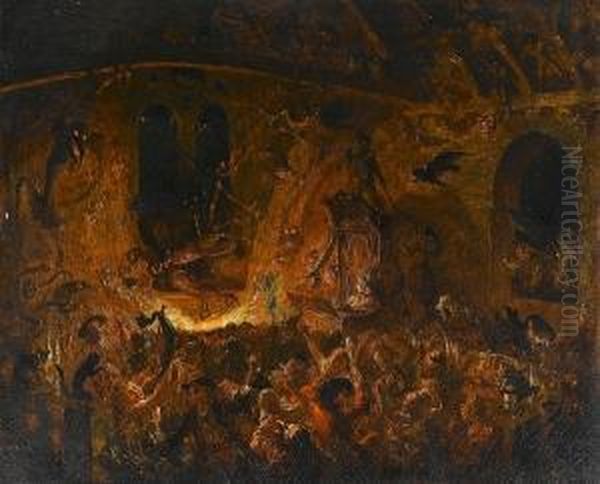 Devil's Cavern Oil Painting by George Cruickshank