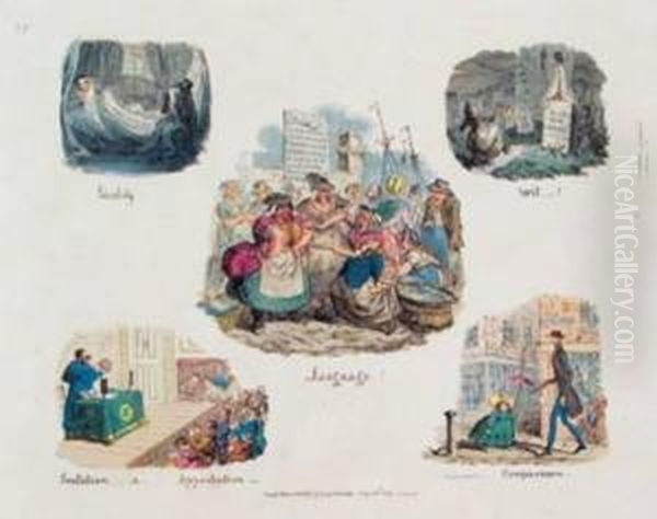 Phrenological Illustrations, Or 
An Artist's View Of The Craniological System Of Doctors Gall And 
Spurzheim Oil Painting by George Cruickshank