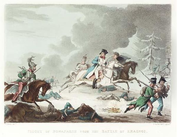 Flight Of Bonaparte From The Battle Of Krasnoi Oil Painting by George Cruickshank