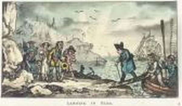 Landing In Elba Oil Painting by George Cruickshank