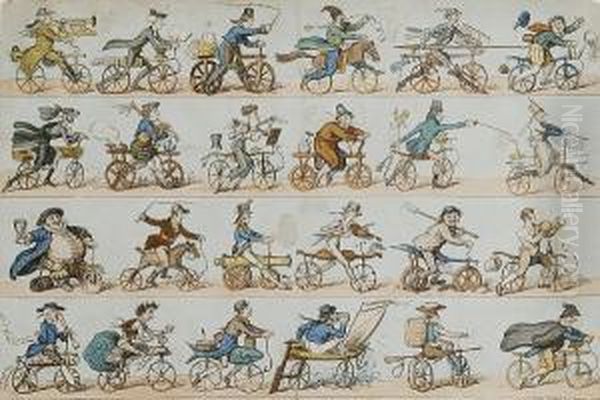 Cyclists Oil Painting by George Cruickshank