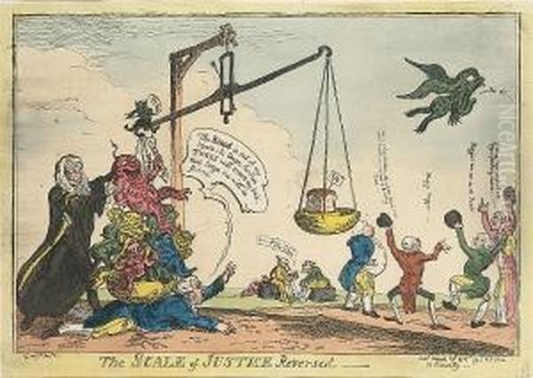 The Scale Of Justice Reversed Oil Painting by George Cruickshank