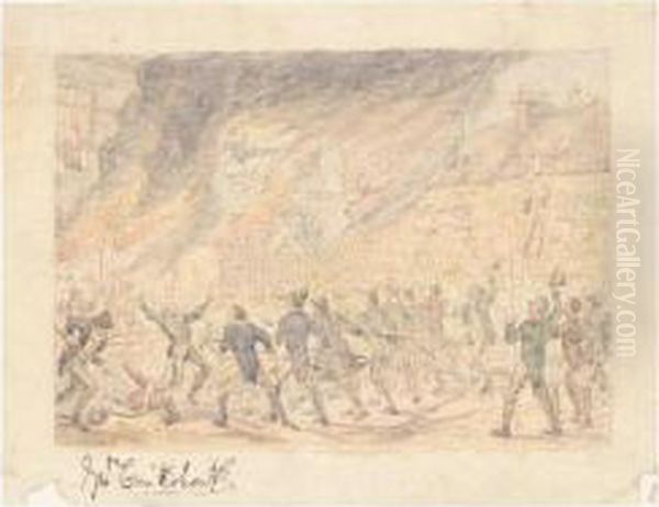 Surprise Of The Barrack Of Prosperous Oil Painting by George Cruickshank