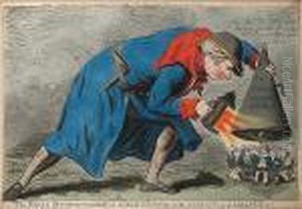 The Royal Extinguisher Or Gulliver Putting Out The Patriots Of Lilliput Oil Painting by Isaac Cruikshank