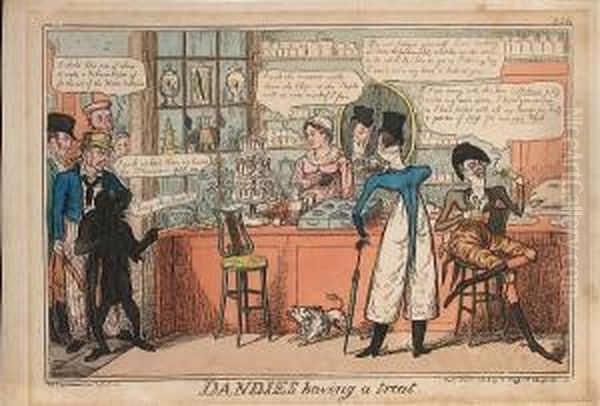 Dandies Having A Treat Oil Painting by I. Robert and George Cruikshank