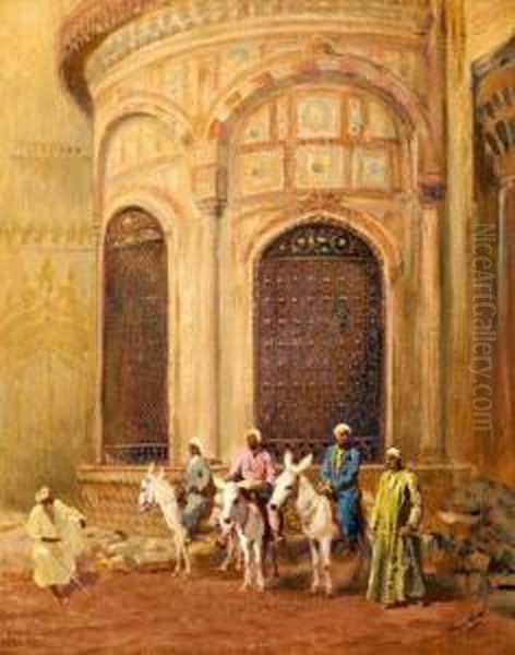 Beszelgeto Arabok Oil Painting by Karoly Cserna