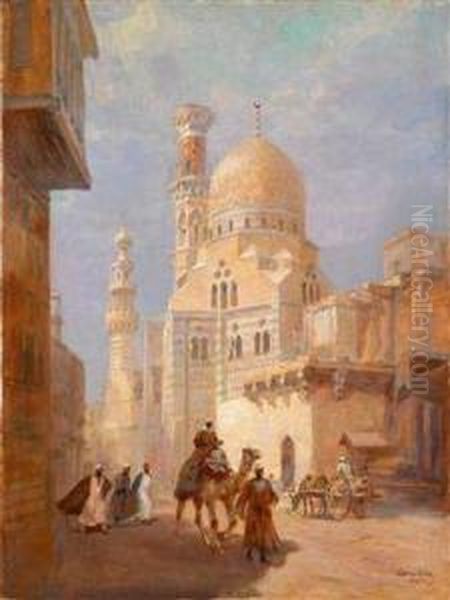 Strasenansicht In Kairo Oil Painting by Karoly Cserna