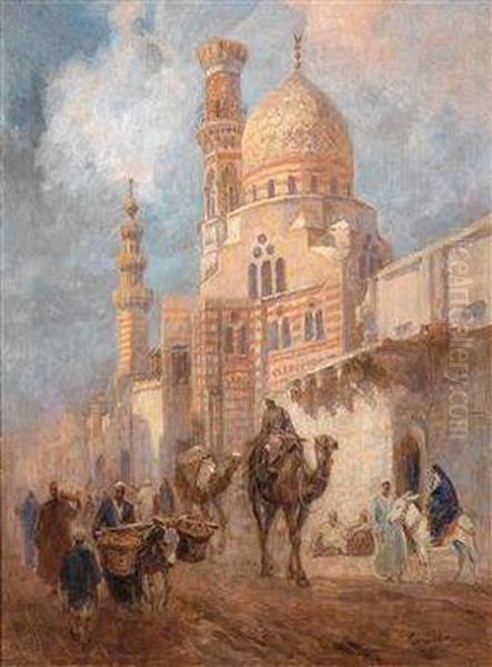 In Den Strasen Von Cairo Oil Painting by Karoly Cserna