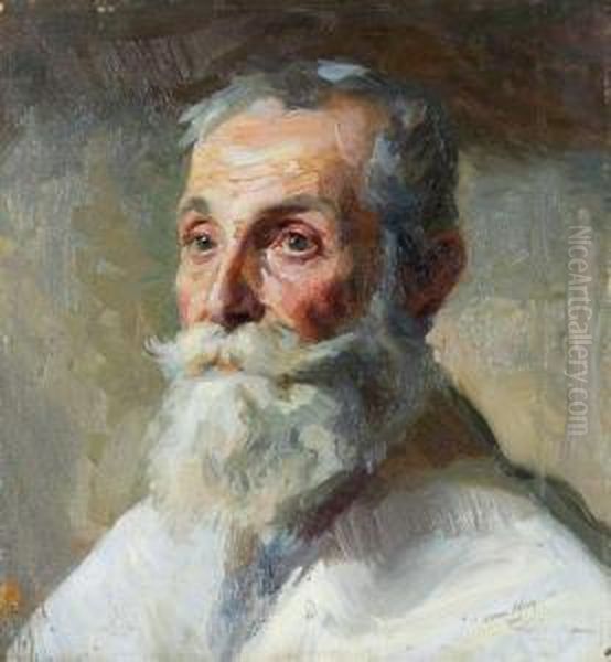 Szakallas Oregur Portreja Oil Painting by Karoly Cserna