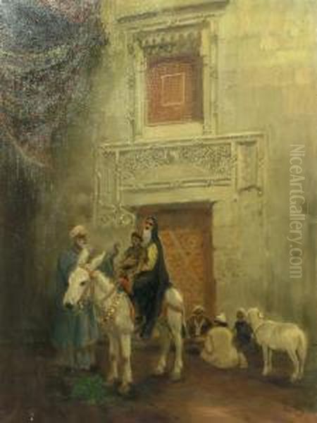 Oriental Scene Oil Painting by Karoly Cserna