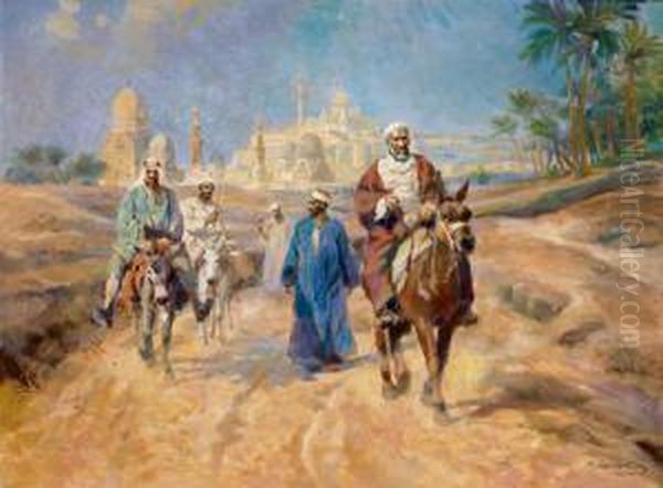 Orientalische Strasenszene Oil Painting by Karoly Cserna