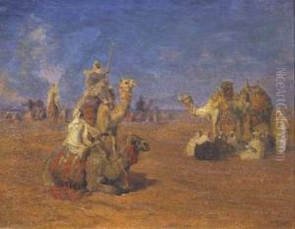 Carovana Nel Deserto Oil Painting by Karoly Cserna