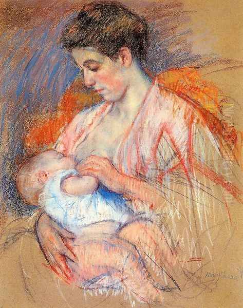 Mother Jeanne Nursing Her Baby Oil Painting by Mary Cassatt