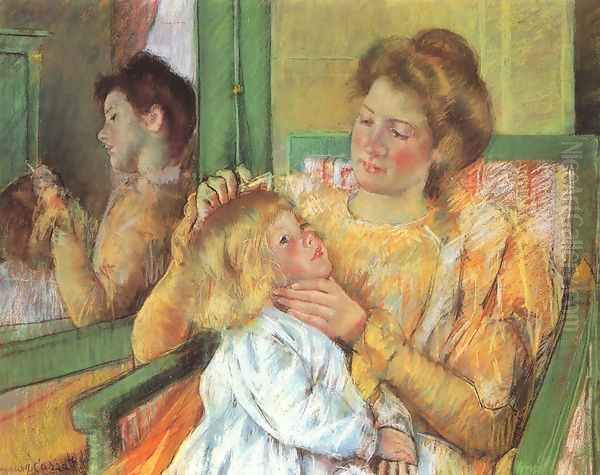 Mother Combing Her Child's Hair, c.1901 Oil Painting by Mary Cassatt