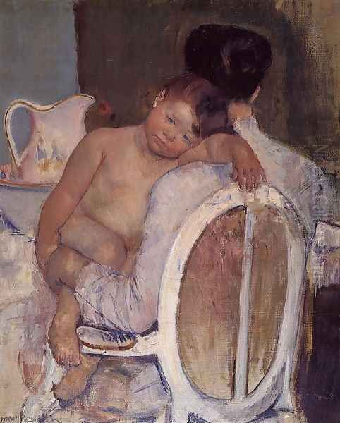 Mother Holding A Child In Her Arms Oil Painting by Mary Cassatt