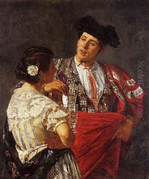 Offering The Panel To The Bullfighter Oil Painting by Mary Cassatt