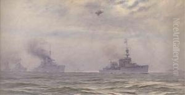 The German Fleet Oil Painting by Alma Claude Burlton Cull