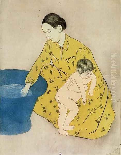 The Childs Bath Oil Painting by Mary Cassatt