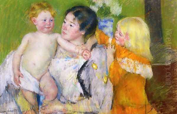 After The Bath Oil Painting by Mary Cassatt