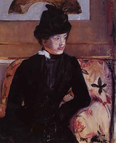 Portrait Of Madame J Aka Young Woman In Black Oil Painting by Mary Cassatt