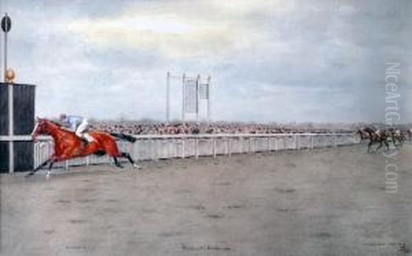 The Queen's Prize, Kempton Park, 1932, Won By Scardroy Oil Painting by Isaac Cullin