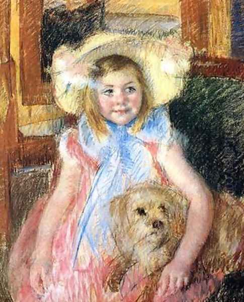 Sara and her Dog, c.1901 Oil Painting by Mary Cassatt