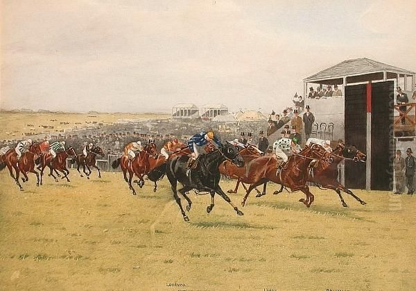 Flat Racing At Epsom, The City And Suburban Oil Painting by Isaac Cullin