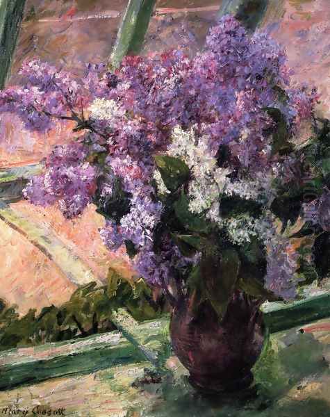 Lilacs In A Window2 Oil Painting by Mary Cassatt