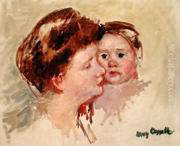 Mother in Profile with Baby Cheek to Cheek (No.2), c.1909 Oil Painting by Mary Cassatt