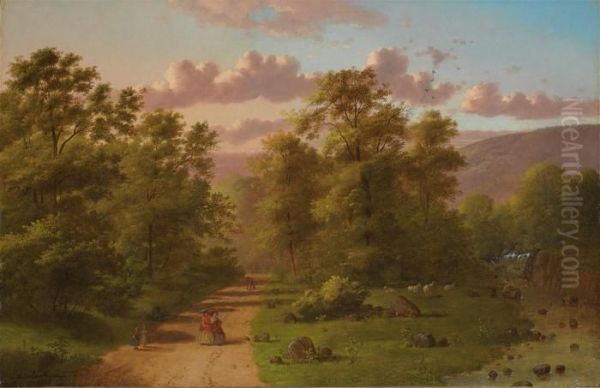 Along The Path Oil Painting by Johann Mongels Culverhouse