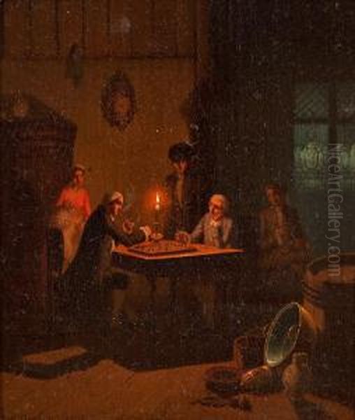 Schachspiel Bei Kerzenschein Oil Painting by Johann Mongels Culverhouse