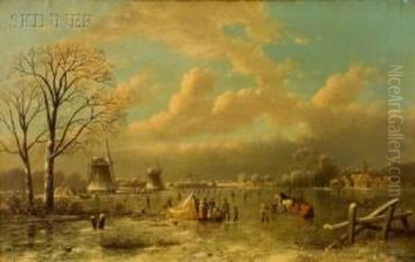 Lake Near Rotterdam Oil Painting by Johann Mongels Culverhouse