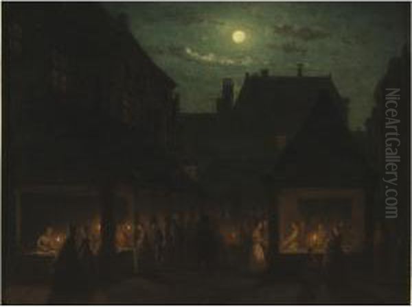 Night Market Oil Painting by Johann Mongels Culverhouse