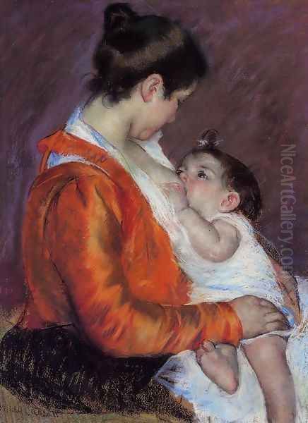 Louise Nursing Her Child Oil Painting by Mary Cassatt