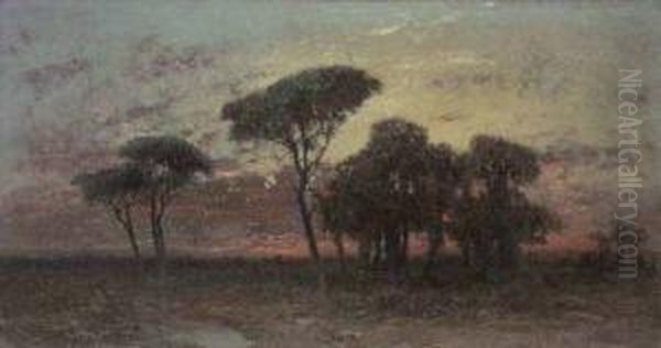 Tramonto In Pineta Oil Painting by Ettore Cumbo