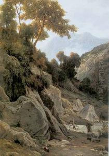 Cava Di Marmo A Carrara Oil Painting by Ettore Cumbo