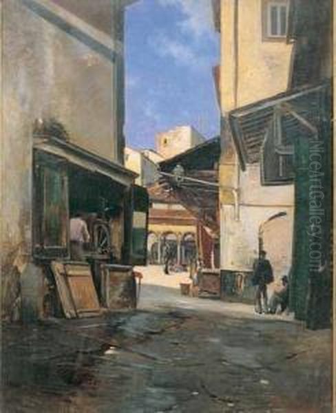 Veduta Dal Mercato Del Pesce Oil Painting by Ettore Cumbo