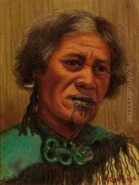 Maori Portrait Oil Painting by Vera Cummings