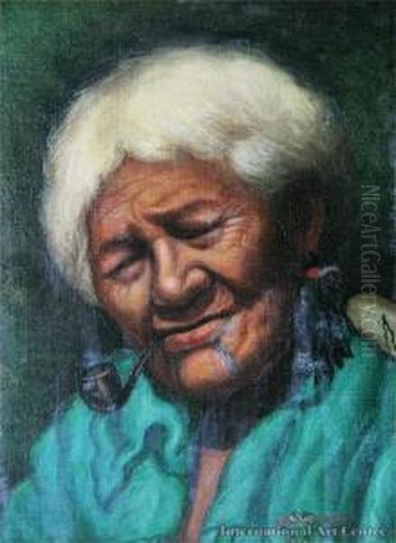 Maori Woman With Pipe Oil Painting by Vera Cummings